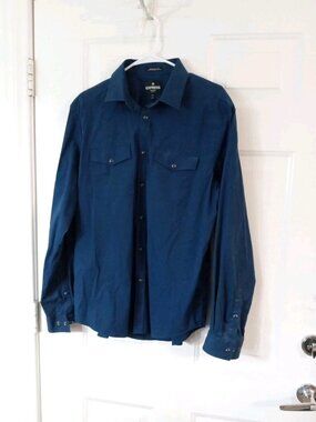 Express Western TX8 Blue Pearl Snap Men's Large Modern Fit Long Sleeve Shirt